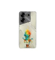 Tecno Pova 5 ile uyumlu Splash ahtapot tasarımlı şeffaf silikon kılıf