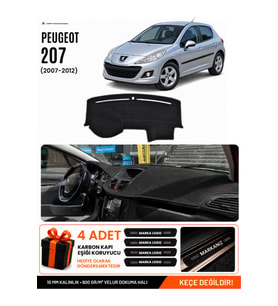e-biz PEUGEOT 207 (2007-2012) Uyumlu Torpido Koruma, Torpido Örtüsü, Torpido Kılıfı - Siyah - PE005