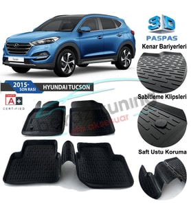 Hyundai Tucson Havuzlu 3D Paspas Niken Siyah 2015-2020