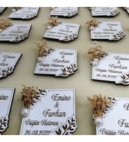 Kişiye Özel Ahşap Magnet Hatıra (Bej)