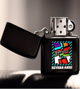 BK Gift Kişiye Özel Canım Babam Tasarımlı Renkli Baskılı Benzinli Siyah Metal Çakmak-3