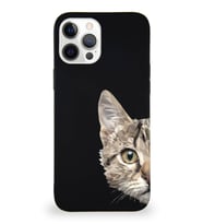 Apple iPhone 12 Pro Max Soft Premier Kapak Catface Tasarımlı Silikon Kılıf - Siyah (Şeffaf)