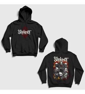 Presmono Unisex Siyah Hellfire Metal Slipknot Sırt Baskılı Kapüşonlu Sweatshirt 516911tt