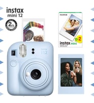 Instax mini 12 Mavi Fotoğraf Makinesi-Çerçeve ve 20'li mini Film Seti