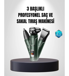 3d Akıllı Kesim Teknolojili Şarjlı Tıraş Seti - 3 Başlıklı, Paslanmaz Çelik Bıçaklı