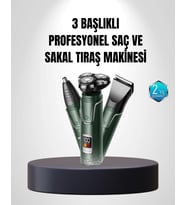 3d Akıllı Kesim Teknolojili Şarjlı Tıraş Seti - 3 Başlıklı, Paslanmaz Çelik Bıçaklı
