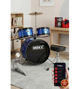 Midex CD300X-BL Akustik Junior Çocuk Baterisi Davulu Seti 5-14 Yaş İçin Full Set