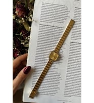 KADIN GOLD ÇELİK BLOK KORDON HEDİYELİK KOL SAATİ