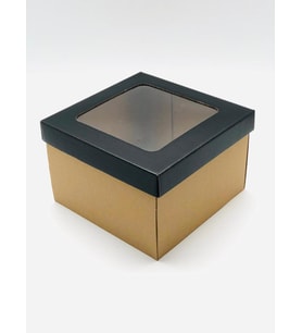 23x23x15 Kraft Pencereli Çok Amaçlı Kutu Karton Kutu Pasta Kutusu (10 Adet)