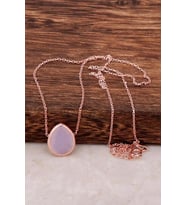 Pembe Kuvars Taşlı Rose 925 Ayar Gümüş Kolye 6479