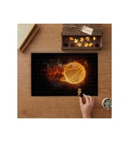 Alevli Top - Basketbol Topu Tasarımı 240 parça Ahşap Puzzle Ahşap Kutuda MP04240