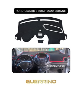 FORD Courier 2013-2020 EkranlıTORPİDO KORUMA HALISI SİYAH KENAR