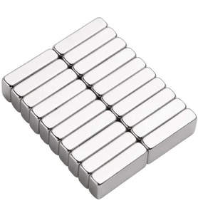10 Adet 20x10x5 mm Neodyum Magnet N35 Güçlü Mıknatıs Köşeli ve Dayanıklı Nikel Kaplama (Gri-Melanj)