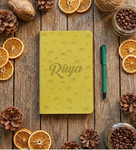 Kişiye Özel Fiyonk Kurdele Desenli Defter Doğum Günü Hediyesi