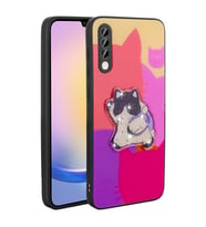 Samsung Galaxy A70 Uyumlu Kılıf Parlayan Kabartmalı İkonik Figürlü Zore Amas Silikon Kapak (Mor)