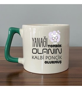 Yanağı Tombik Olanın Baskılı Yeşil Kulplu D Kupa