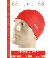 Özel Üretim Su Geçirmez Silikon Yüzücü Havuz Ve Deniz Bonesi Elastik Yüzme Şapkası 2'li Set