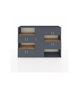 Hyperion Dolap 10 Raflı 9 Kapaklı 220x44x163 Antrasit-Antrasit/Çam