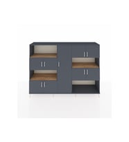 Hyperion Dolap 10 Raflı 9 Kapaklı 220x44x163 Antrasit-Antrasit/Çam