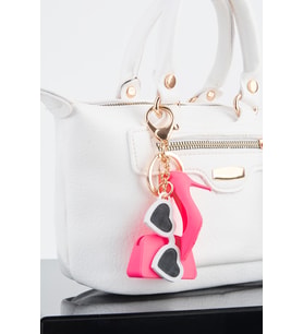 Pembe Mini Figürlü 3D Baskı Charm Çanta Aksesuarı Anahtarlık