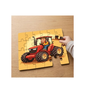 Traktörde Adam Tasarımlı 24 Parça Ahşap Çocuk Puzzle MPK0355