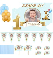 Bulut Konsept Temalı Doğum Günü Süsleme ve Magnet set,  1 Yaş doğum günü süsleri, Erkek Çocuk-