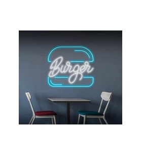 Burger Yazılı ve Şekilli Neon Tabela