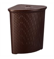 Köşe için Plastik Üçgen Hasır Örgü Desenli Kirli Çamaşır Sepeti