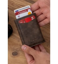 2A Unisex Deri Mekanizmalı Cüzdan Kartlık (Kahverengi)