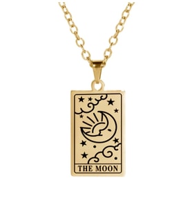 24 Ayar Has Altın Kaplama Tarot The Moon Gümüş Kolye