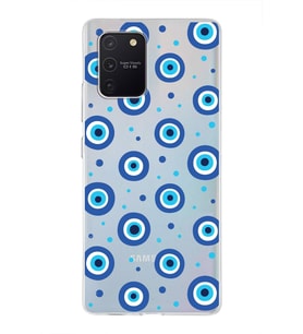 PrintiFy Samsung Galaxy A91 ile Uyumlu 1mm Slim Fit Nazar Boncuğu 1 Baskılı Şeffaf  Kılıf
