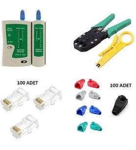 Network Set RJ45+Cover+Kablo Tester+RJ45 Sıkma Pensesi+Kablo Soyucu