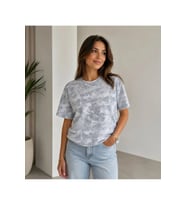 Batik Desenli Tişört Bisiklet Yaka Kısa Kol Regular Fit T-shirt - Gri