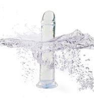 Şeffaf 20 cm Testissiz Dildo Yapay Penis Kayganlaştırıcı Hediyeli