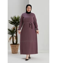 KOL  VE  ETEK TAŞLI  ELBİSE   GÜLKURUSU RENGİ   YASEMİN  MODEL