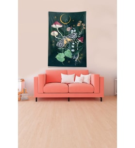 Multirenk Mushroom Mantar Leke Tutmaz Kadife Kumaş Duvar Örtüsü Duvar Halısı Tapestry (Kırmızı)