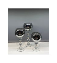 Dekoratif Kristal Cam Üçlü Top Şamdan Füme