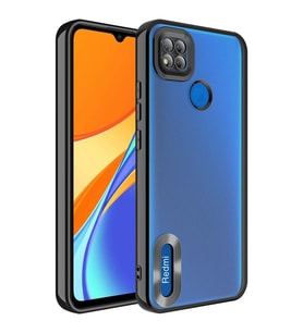 Xiaomi Redmi 10A Kılıf Kamera Korumalı Logo Gösteren Zore Omega Kılıf (Siyah)