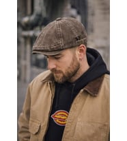 Stonewash Flat Cap Şapka – Ayarlanabilir Tokalı Newsboy Cap - Rustic Oak (Kahverengi)