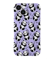 Apple iPhone 14 Uyumlu Lansman Kılıf Panda Tasarımlı İçi Kadife Kapak-Lila (Şeffaf)