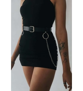 Mulvxbrf Brf02 Elbise Üzeri Zincirli Deri Şık Kemer Aksesuar Harness - Brf656 (Mulvix)