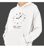 Atatürk 10 Kasım Özel Baskılı Kapşonlu Beyaz Unisex Sweatshirt HK2291