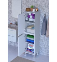 Eliusta Nuve Geniş Depolama Alanlı Dolap 40 cm Banyo/Mutfak Çok Fonksiyonlu 40x138x32,5 cm Saklama Dolabı (Beyaz)