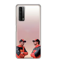 Huawei P Smart 2021 Uyumlu Carlos Sainz ve Charles Leclerc Formula 1 Desenli Şeffaf Kılıfı