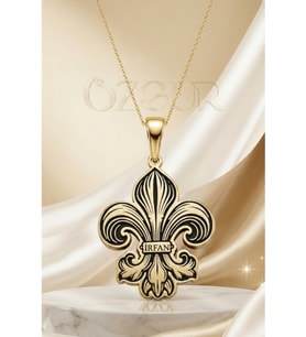 925 Ayar Gümüş İsimli Fleur De Lis Zambak Kolye
