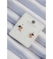 Xuping Rose Renk Siyah Zirkon Taşlı Kıvrımlı Küpe - TJ-BKP9443