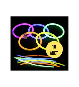 NEON FOSFORLU PARTİ ÇUBUK FOSFORLU BİLEKLİK KARANLIKTA PARLAYAN IŞIK 10 ÇUBUK+10 BAĞLANTI APARATI