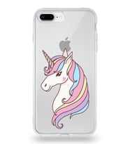 Apple iPhone 7 Plus Uyumlu Kapak Unicorn Tasarımlı Şeffaf Silikon Kılıf