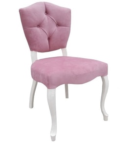 Sandalye 13250 Kelebek Klasik Kayın Aslan Parlak Beyaz Babyface kumaş El Yapım (Pembe)