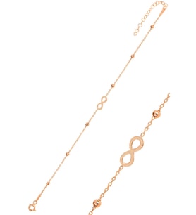 Gümüş rose top top zincirli sonsuzluk bileklik SGTL11930ROSE